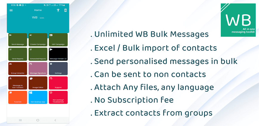 WB Bulk Sender Messaging