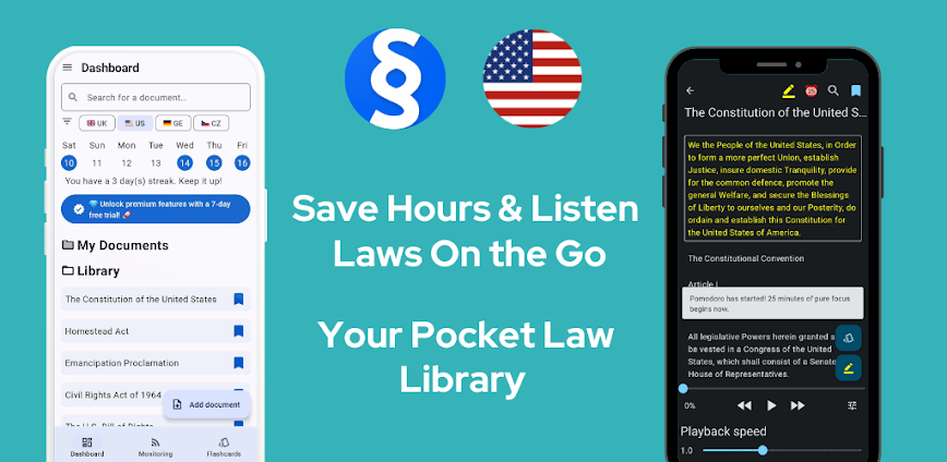 US Law Reader App AI study aid