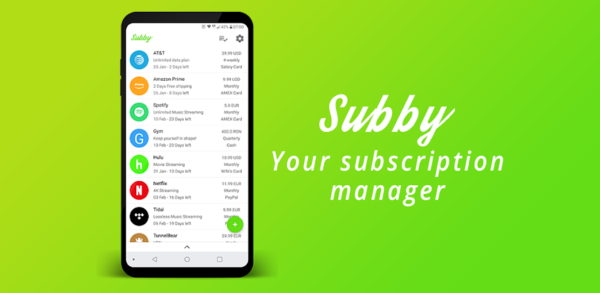 Subby – Subscription Tracker