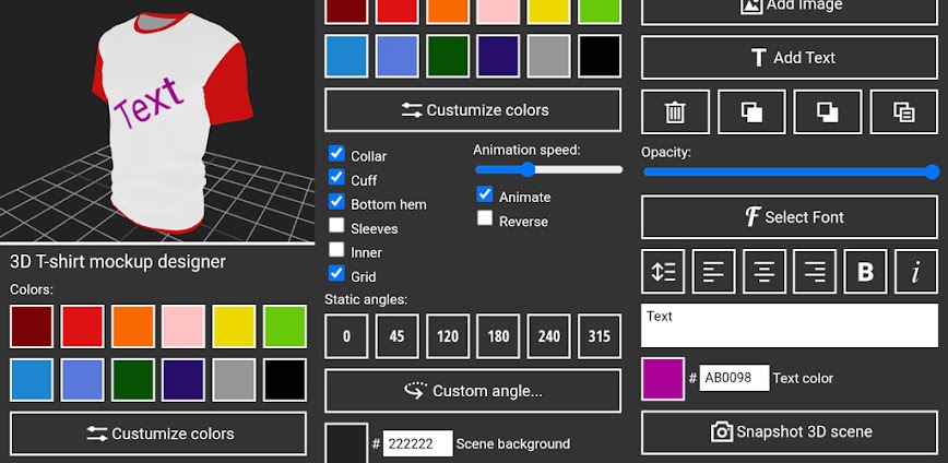 3D T-shirt mockup designer