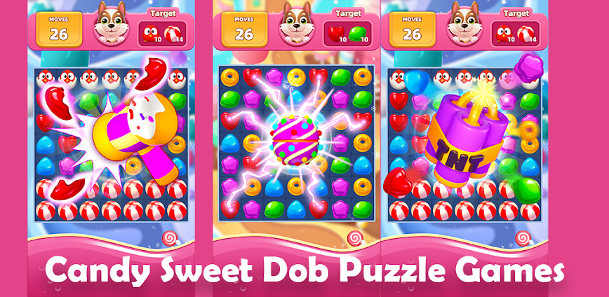 Candy Sweet Dog Puzzle Match 3