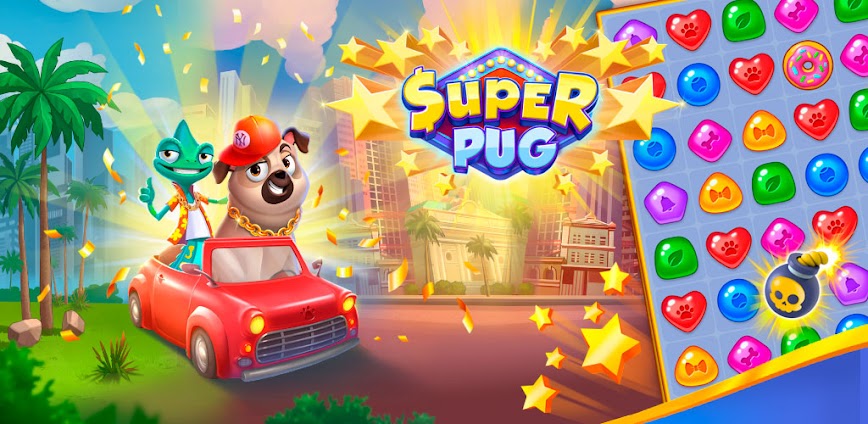 Super Pug Story Match 3 puzzle