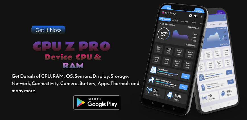 CPU Z PRO: Device, CPU, RAM